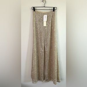 NWT By Together champagne gold sequin wide leg pants